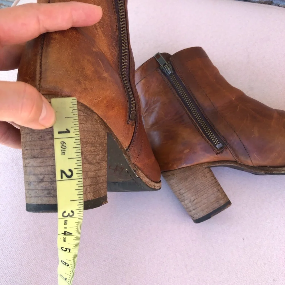 FRYE Addie Leather Versatile Dual-zip Ankle‎ Boots In Cognac 6 1/2